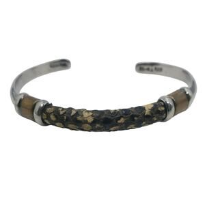 Vintage Reticulated Python Snake Skin Sterling Silver Cuff Bracelet – Taxco